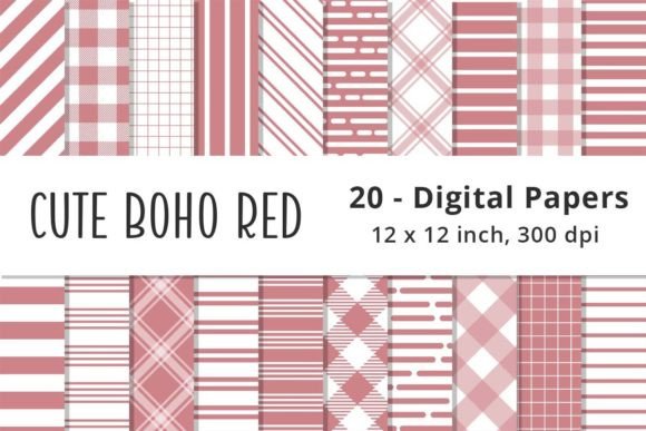 Download Cute Boho Red Stripes Scrapbook Papers - Scrapbook paper Collection