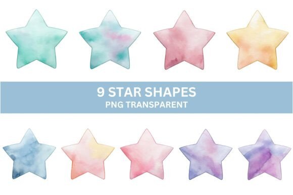 Download 9 Pastel Watercolor Star Clipart - Star clipart Collection