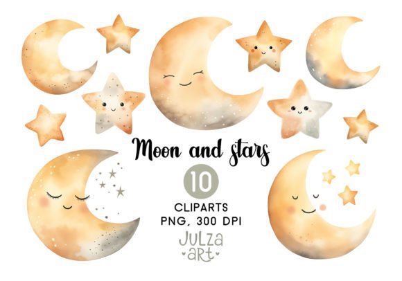 Download Watercolor Moon and Star Clipart - Star clipart Collection