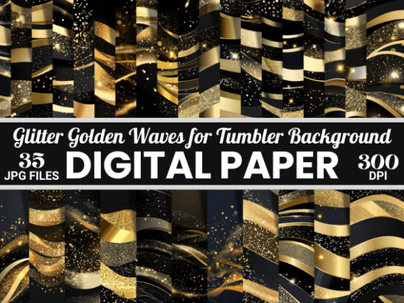 Download Glitter Golden Waves Tumbler Background - Tumbler background Collection