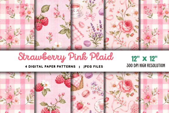 Download Strawberry Plaid Scrapbook Paper - Scrapbook paper Collection