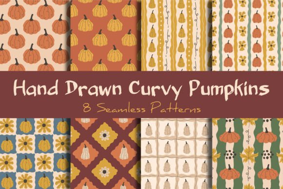 Download Hand Drawn Pumpkin Seamless Patterns - Hand drawn Collection