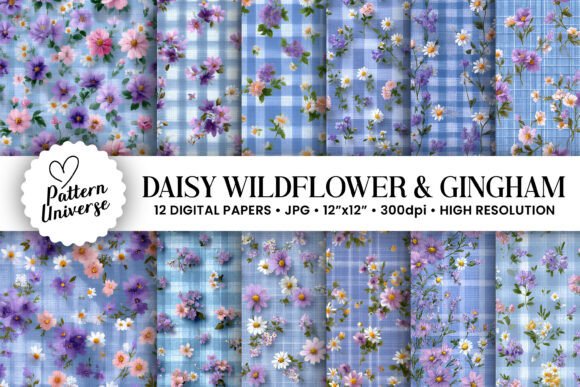 Download Daisy Wildflowers &amp; Gingham Patterns - Daisy Collection