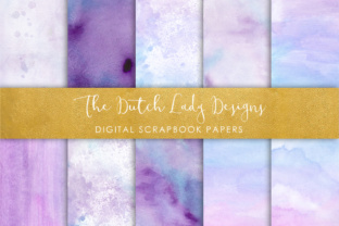 Download Digital Scrapbook Paper - Watercolor Ombres in Blue & Purple - Waterpaint Textures - Scrapbook paper Collection